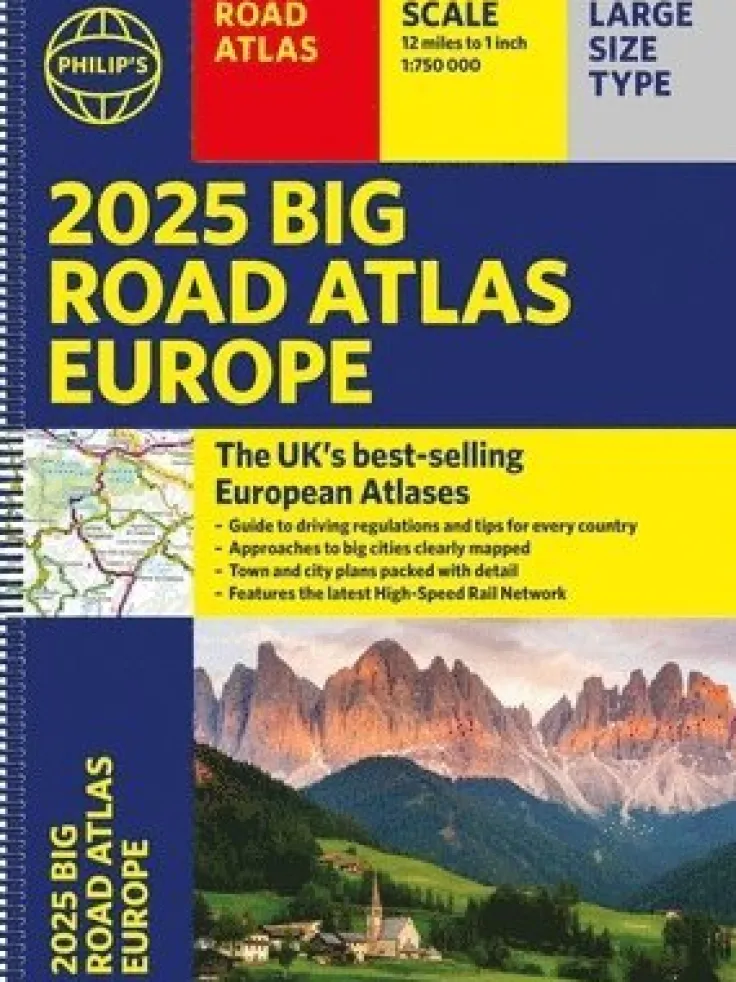 2025 Philip's Big Road Atlas of Europe