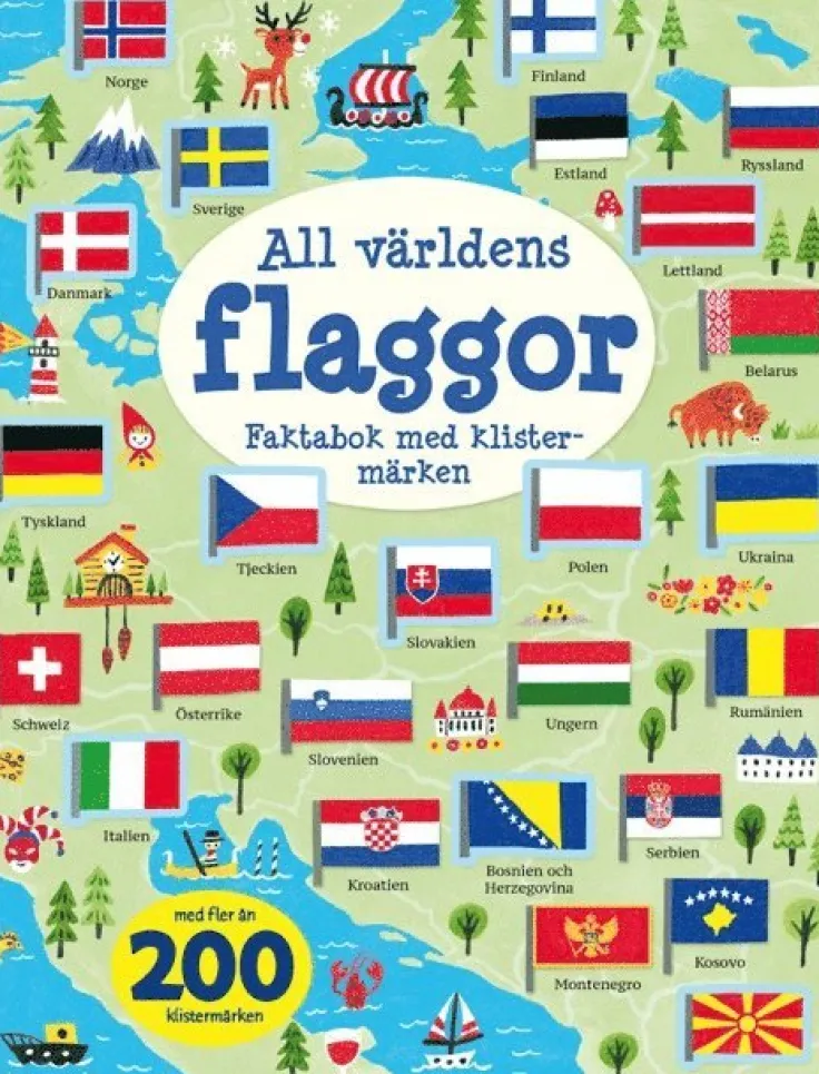 All världens flaggor : faktabok med klistermärken