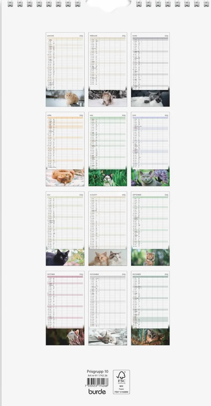 Familjekalender 2026 Katter