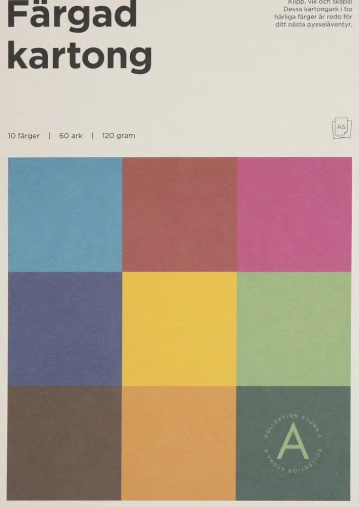 Färgad kartong A5 120g 60 ark