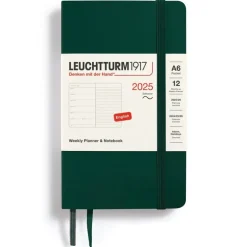 Kalender 2025 A6 Vecka/Sida note soft Forest Green