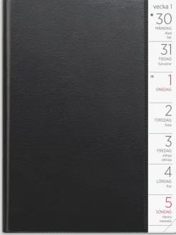 Kalender 2025 Liten Veckokalender svart plast