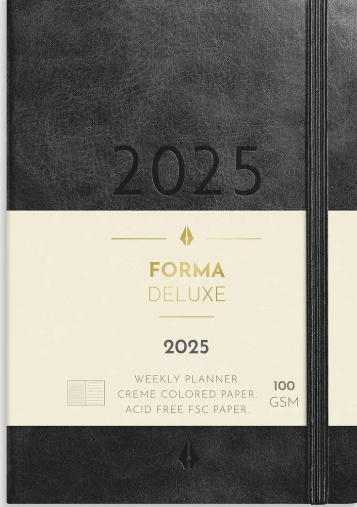 Kalender 2025 Liten Veckokalender Forma Deluxe svart