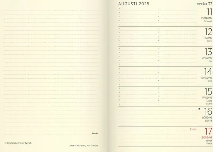 Kalender 2025 Liten Veckokalender Forma Deluxe svart