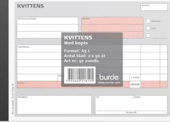 Kvittensblock A5L med 1 kopia, 2 x 50 blad