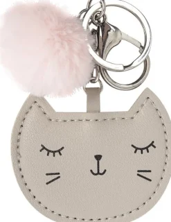 Nyckelring katt pompom