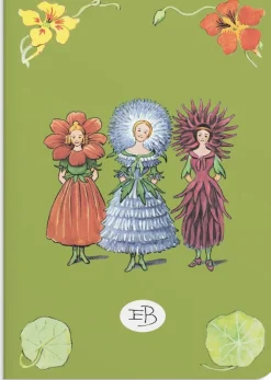 Skrivhäfte A5 Elsa Beskow Blomsterflickorna grön