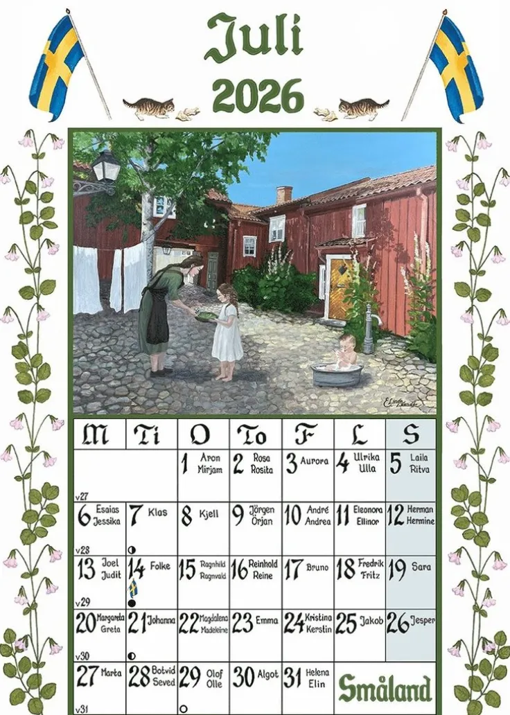 Väggkalender 2026 A3 Sverigealmanackan