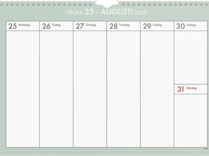 Väggkalender 2025-2026 Veckoplan