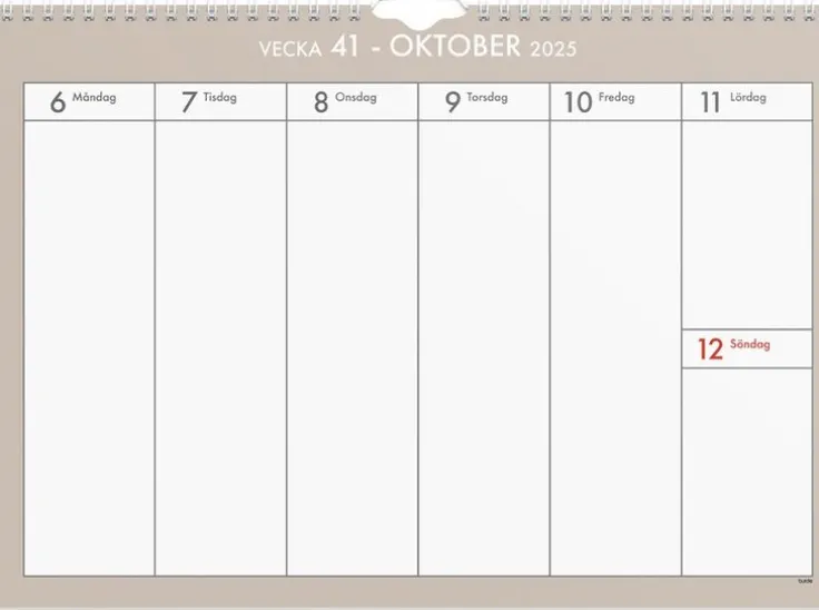 Väggkalender 2025-2026 Veckoplan